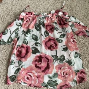 Floral cold shoulder blouse